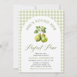 Modernes Green Gingham Perfect Pear Brautparty Einladung