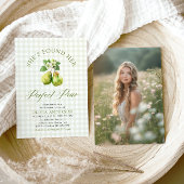 Modernes Green Gingham Perfect Pear Brautparty Einladung