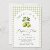 Modernes Green Gingham Perfect Pear Brautparty Einladung (Vorderseite)