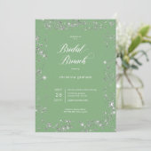 Modernes Green Glam Diamond Frame Bridal Brunch Einladung (Stehend Vorderseite)
