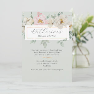 Modernes Green Gold Floral Brautparty Einladung