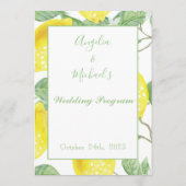 Modernes Green Gold Lemon Wedding Programm (Rückseite)