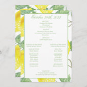 Modernes Green Gold Lemon Wedding Programm (Vorne/Hinten)
