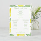 Modernes Green Gold Lemon Wedding Programm (Stehend Vorderseite)