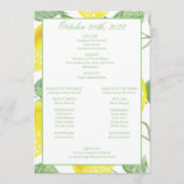 Modernes Green Gold Lemon Wedding Programm (Vorderseite)