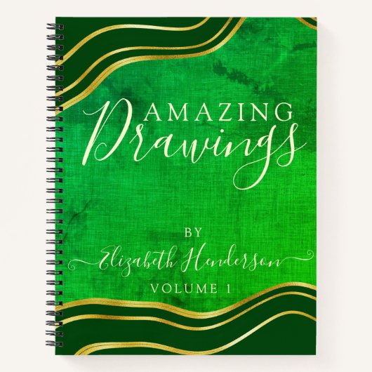 Modernes Green Gold Personalisiert Zeichnend Sketc Notizblock (Vorderseite)