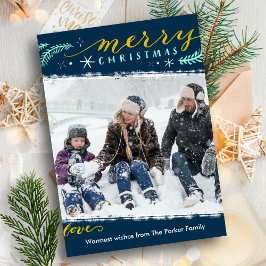 Modernes Green Gold Script Einfache Weihnachten Ma Magnetkarte