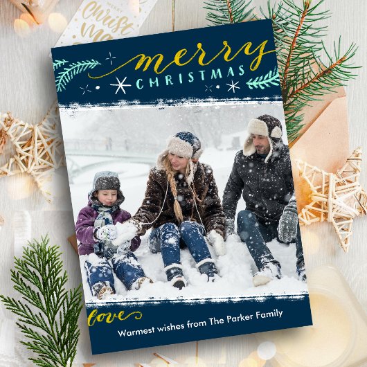 Modernes Green Gold Script Einfache Weihnachten Ma Magnetkarte