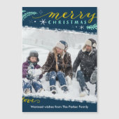 Modernes Green Gold Script Einfache Weihnachten Ma Magnetkarte (Vorderseite)