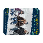Modernes Green Gold Script Foto Holiday Magnet (Horizontal)