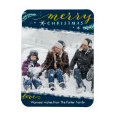 Modernes Green Gold Script Foto Holiday Magnet (Vertikal)