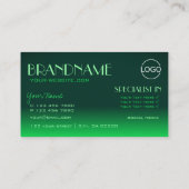 Modernes Green Gradient Mirror Schriftart Classic Visitenkarte (Rückseite)