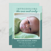 Modernes Green Introducing Foto Baby Ankündigung (Vorne/Hinten)