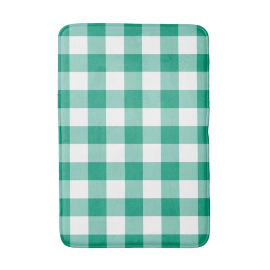Modernes Green Kariert Gingham Pattern Badematte (Vorderseite Vertikal)