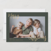 Modernes Green Kids Foto Frohe Weihnachten (Vorderseite)