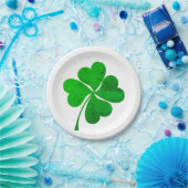 Modernes Green Lucky 4 Blätter Herz Clover Kleebla Pappteller (Party)