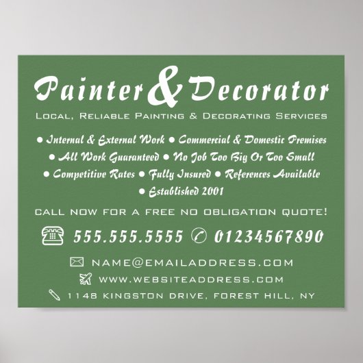 Modernes Green Painter & Decorator Poster (Vorne)