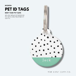 Modernes Green Polka Dog Pet Tag Klein Tiernamensmarke