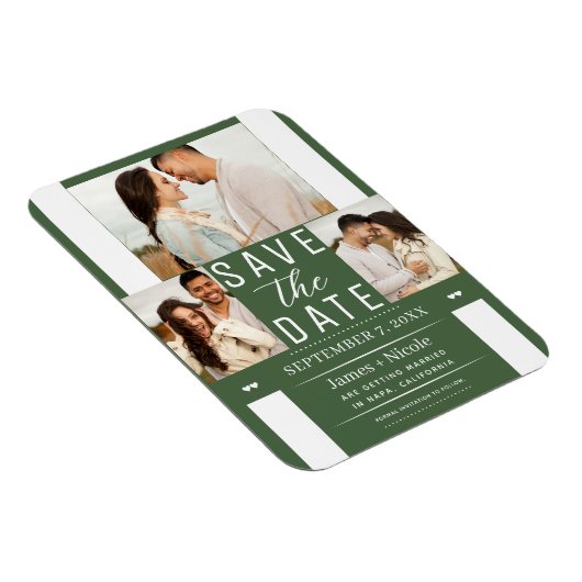 Modernes Green Save the Date Wedding Foto Magnet (Rechte Seite)