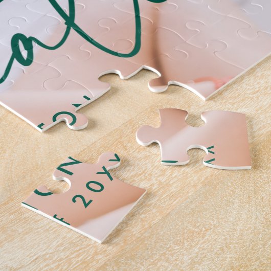 Modernes Green Script Foto Abschluss Puzzle (Seite)