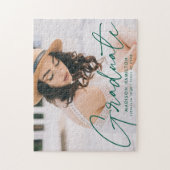 Modernes Green Script Foto Abschluss Puzzle (Vertikal)