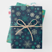 Modernes Green Snowflake Weihnachtsmuster-Set Geschenkpapier Set (Beispiel)