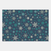 Modernes Green Snowflake Weihnachtsmuster-Set Geschenkpapier Set (Vorderseite)