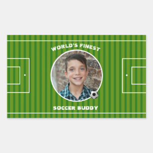 Modernes Green Soccer Sports Field Custom Foto Rechteckiger Aufkleber