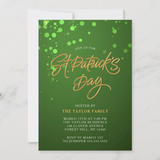 Modernes Green St. Patrick's Day Celebration Party Einladung (Vorderseite)