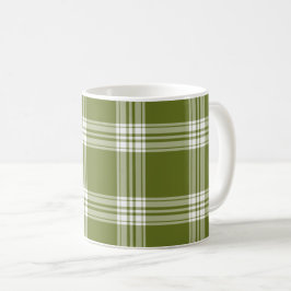 Modernes Green Tartan Kariert Coffee Tasse