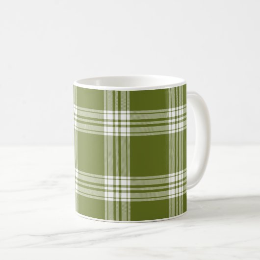 Modernes Green Tartan Kariert Coffee Tasse (VorderseiteRechts)