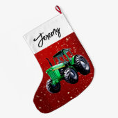 Modernes Green Traktor Red Großer Weihnachtsstrumpf (Rückseite (Hängend))