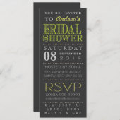 Modernes Green Typografy Brautparty Long Einladung (Vorne/Hinten)