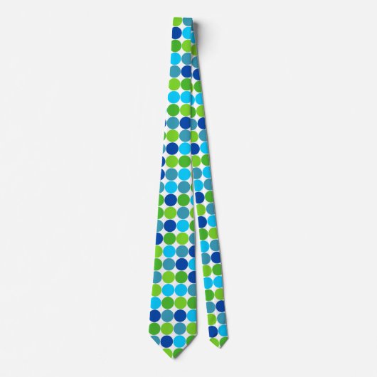 Modernes Green und Blue Polka Dot Muster Krawatte (Vorderseite)