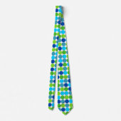 Modernes Green und Blue Polka Dot Muster Krawatte (Rückseite)