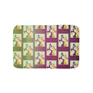 Modernes Green und lila Tulip Couple-Muster Badematte