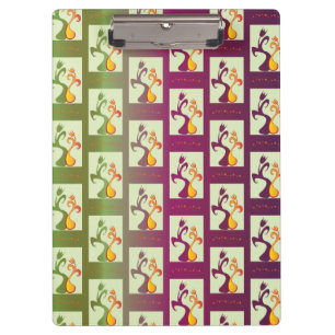 Modernes Green und lila Tulip Couple-Muster Klemmbrett