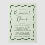 Modernes Green Wavy Frame Probe Dinner Pergament Einladungen (Vorderseite)