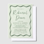 Modernes Green Wavy Frame Probe Dinner Pergament Einladungen (Versetzt)