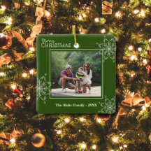Modernes Green White Frame Family Foto Weihnachten