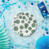 Modernes Green & White Polka Dot Bubbles Party Pappteller (Party)