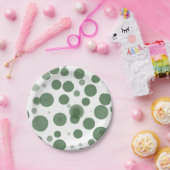 Modernes Green & White Polka Dot Bubbles Party Pappteller (Party)