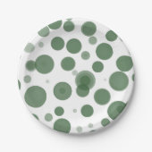 Modernes Green & White Polka Dot Bubbles Party Pappteller (Vorderseite)