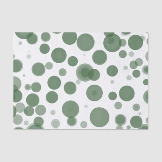 Modernes Green & White Polka Dot Bubbles Party Seidenpapier (Vorderseite)