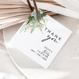 Modernes Greenery Baby Shower Square Vielen Dank Geschenkanhänger