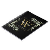 Modernes Greenery Black Gold Monogram Name Noteboo Notizblock (Linke Seite)