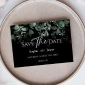 Modernes Greenery Black Wedding Flat Save the Date