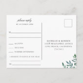 Modernes Greenery Black Wedding RSVP Song Request Einladungspostkarte (Rückseite)