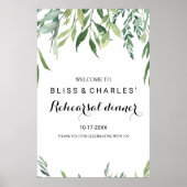 Modernes Greenery Foliage Probe Dinner Willkommen Poster (Vorne)