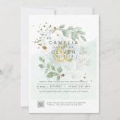 Modernes Greenery FOTO Hochzeit Einladung QR CODE (Vorderseite)